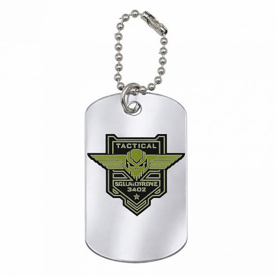 Silver plated dog tag with soft enamel logo