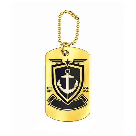 Gold plated soft enamel anchor dog tag