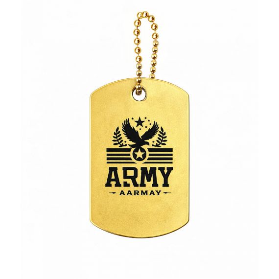 Gold plated dog tag with army eagle logo