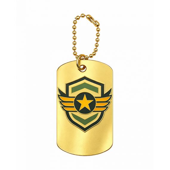 Gold military shield soft enamel dog tag
