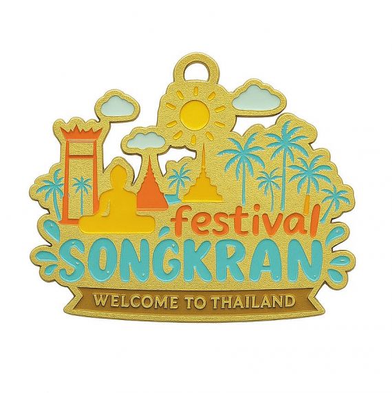 Thailand giveaway gifts Thai landmarks Songkran Festival metal medal