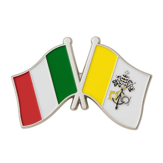 Italy and Vatican crossed flag enamel lapel pin