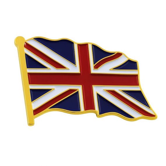 UK flag enamel lapel pin with gold trim