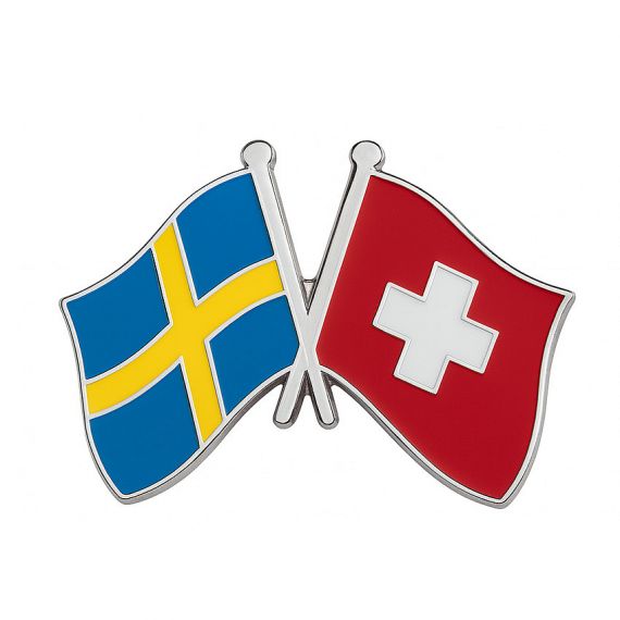 Custom Sweden and Switzerland crossed flags lapel pin