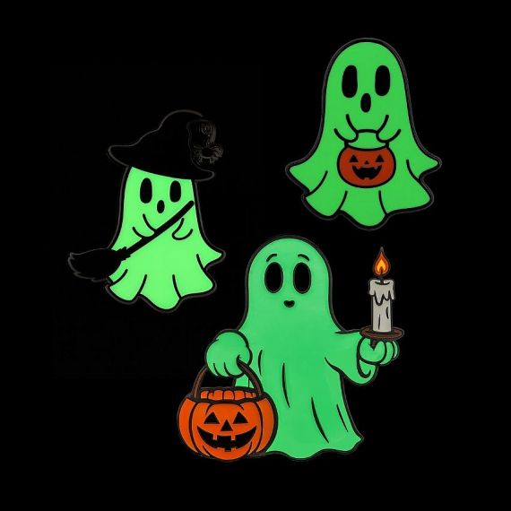 Bespoke metal badge that glows bright green in low-light environments.