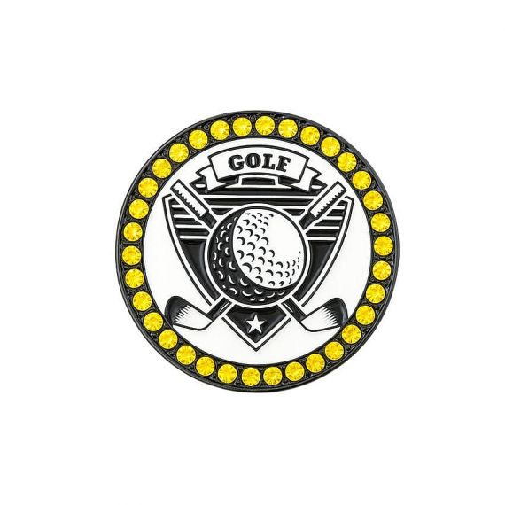 black plated iron golf ball markers with rhinestone