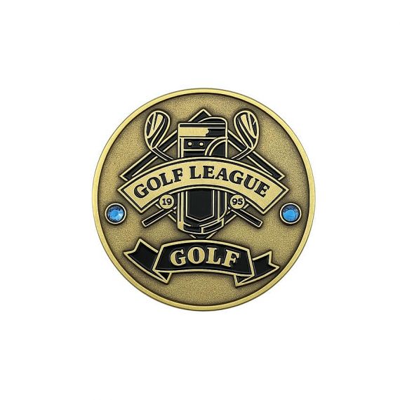 antique gold plated metal golf ball marker coin
