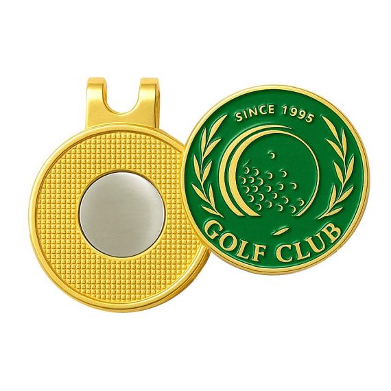 custom logo metal magnetic hat clip with golf ball marker