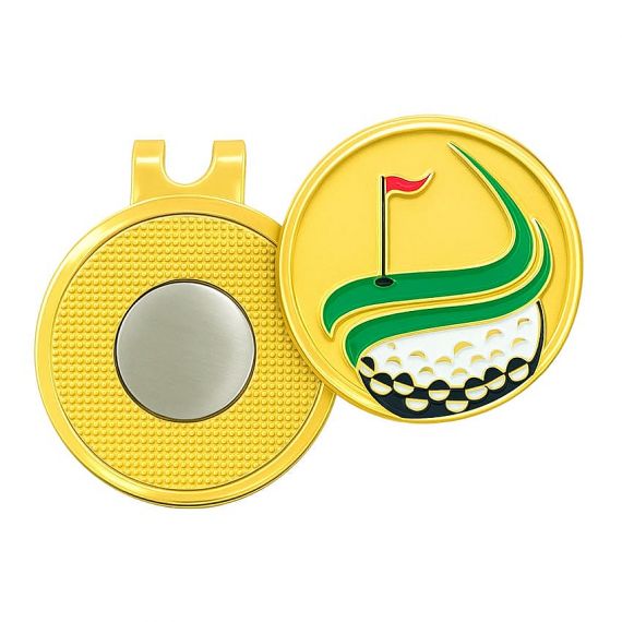 gold plated magnetic golf hat clip with enamel ball marker
