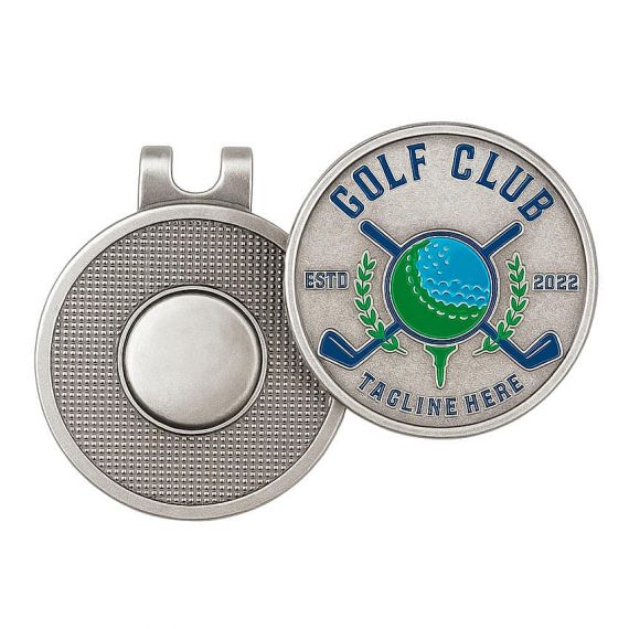 silver soft enamel metal golf marker hat clip