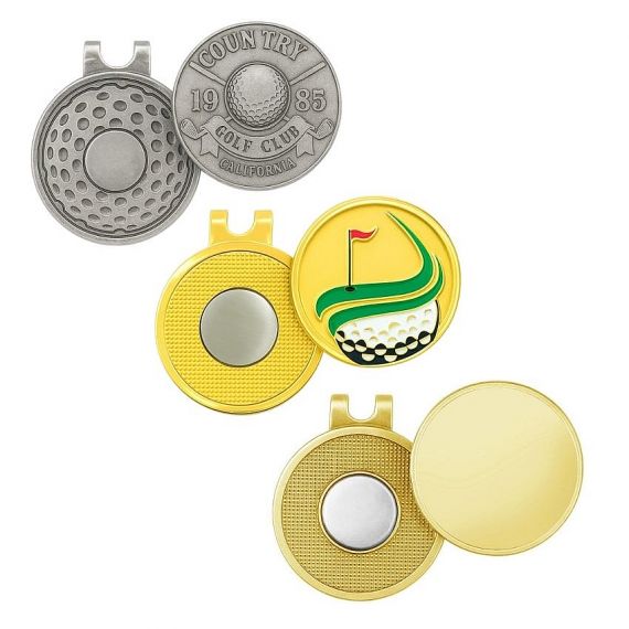 personalized club championship logos golf ball marker hat clips with magnetic bases