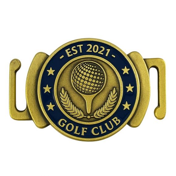 antique gold magnetic golf shoe clip with enamel ball marker