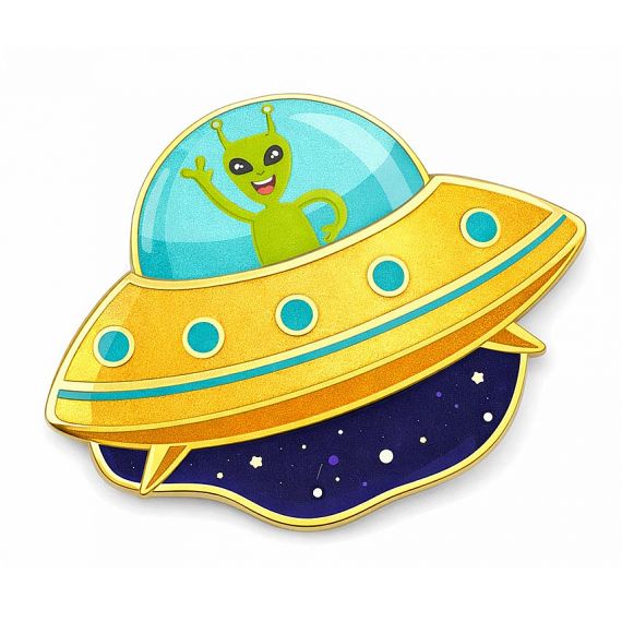 custom UFO metal printed pin
