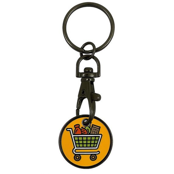 iron black plated shopping cart trolley coin keyring