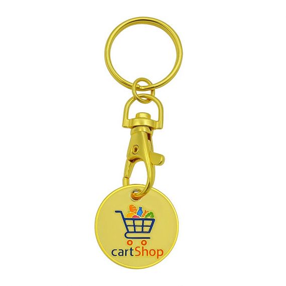 Gold metal shopping cart token keychain