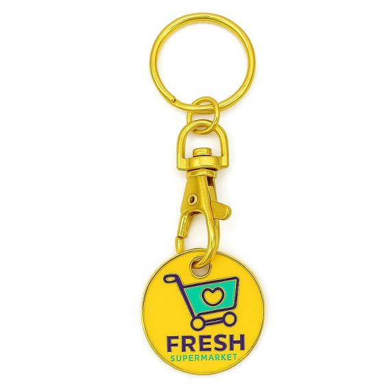 Gold-plated enamel color metal trolley coin keychain
