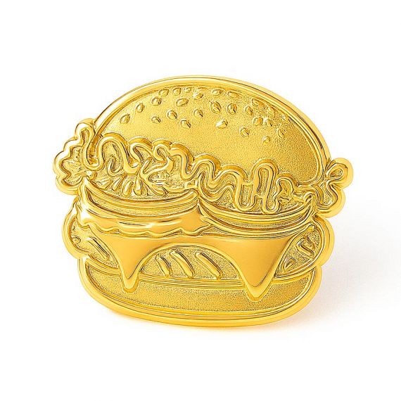 custom gold plated hamburger pin badge souvenir