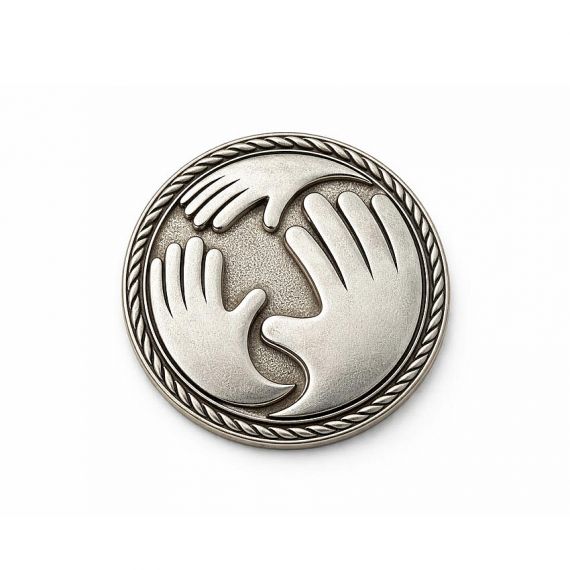 personalized custom logo stamped antique silver lapel pin