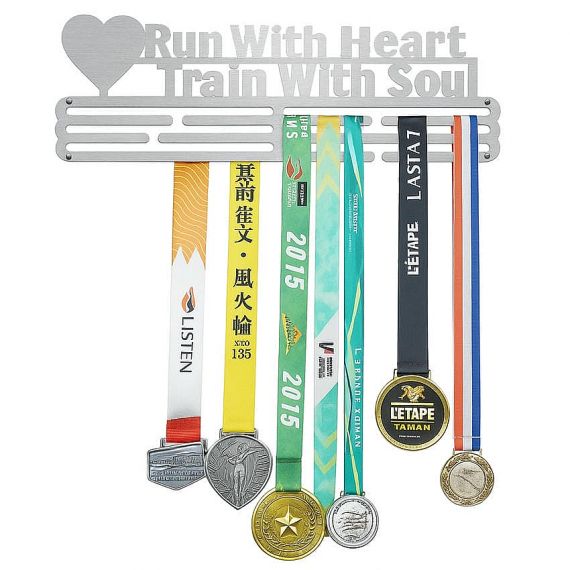 custom laser cutting brushed silver Stainless Steel medal hanger with for hanging race medals