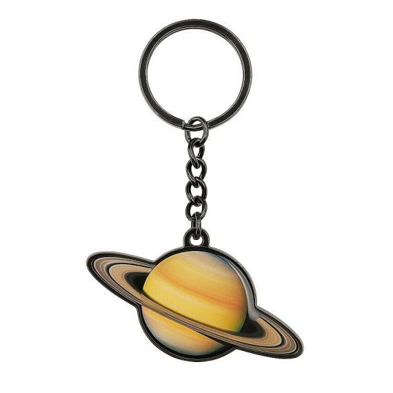 Custom printed metal Saturn planet keychain