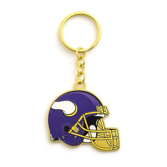 Full-color printed metal football helmet keychain with epoxy coating for sports souvenir
