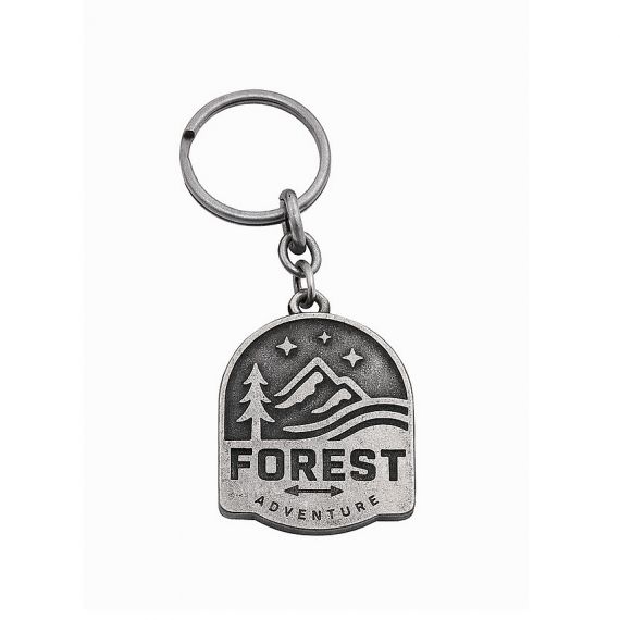Stamped forest design antique silver plating keychain without enamel color