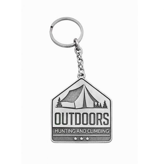 Stamped brass antique silver plating outdoors souvenir keychain