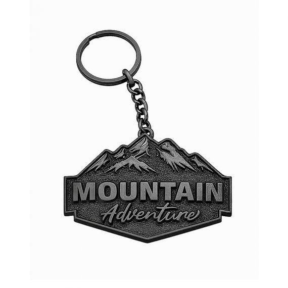 black plating stamped mountain keychain for giveaway gifts