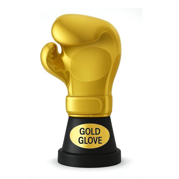 Gold boxing glove award trophy