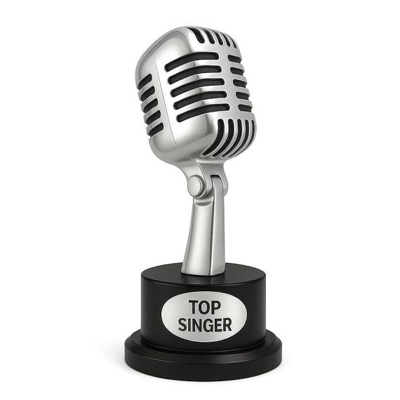 Silver 3D metal microphone trophy