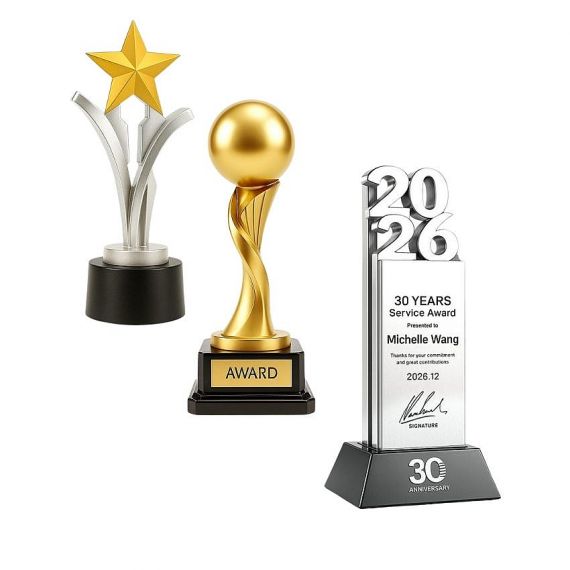 personalized modern metal trophies for awards and service recognition