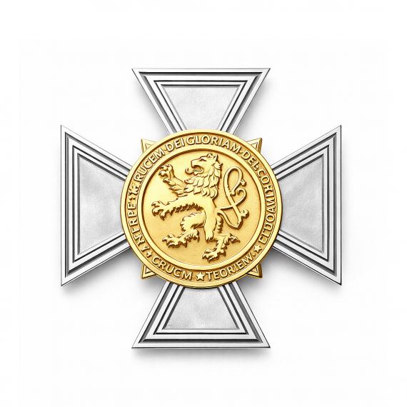 Silver and gold dual-layer cross military badge