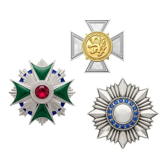 Custom Military Badges - Decorative military medal set with enamel and rhinestone details