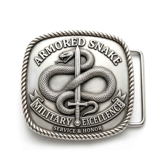 Armored snake military excellence belt buckle