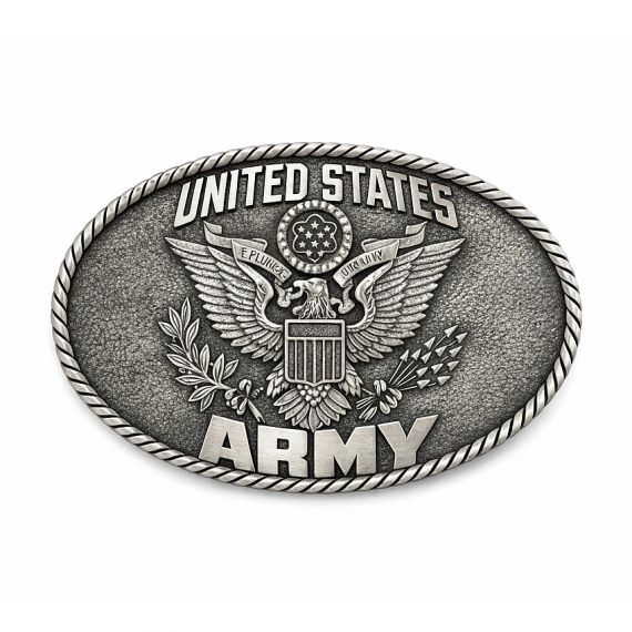 United States Army engraved metal belt buckle