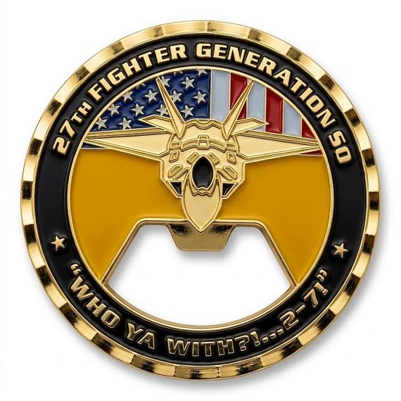 27th Fighter Generation coin bottle opener with enamel finish