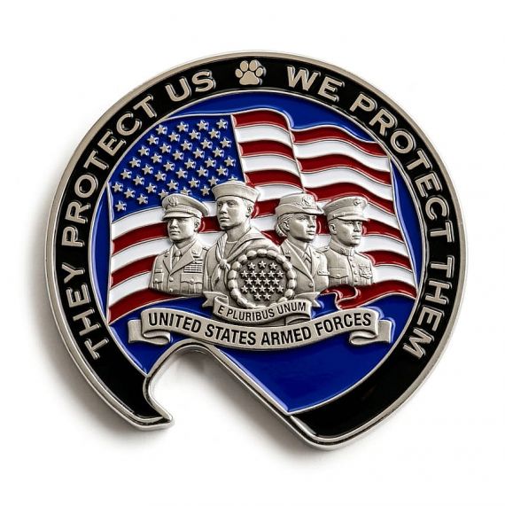 United States Armed Forces commemorative bottle opener coin with enamel finish