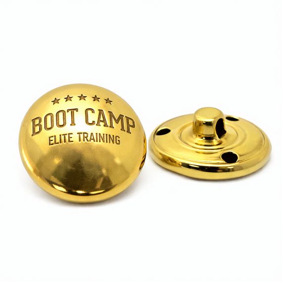 Custom Logo Gold Boot Camp brass button for jackets