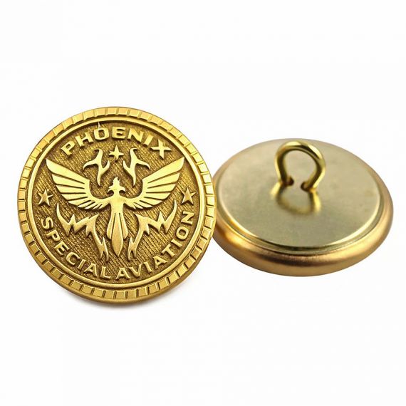 Antique gold Phoenix brass military uniform button
