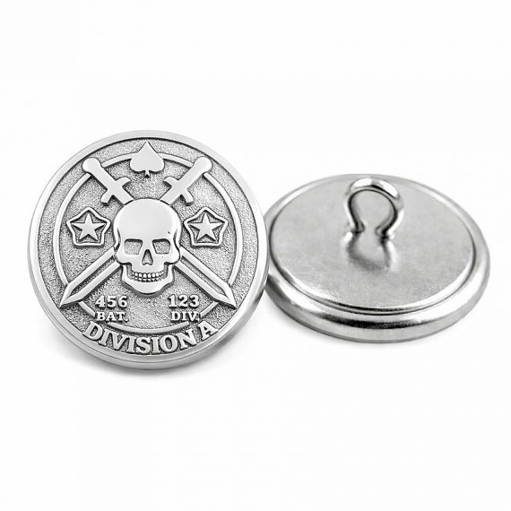 Silver plated skull military uniform coat button