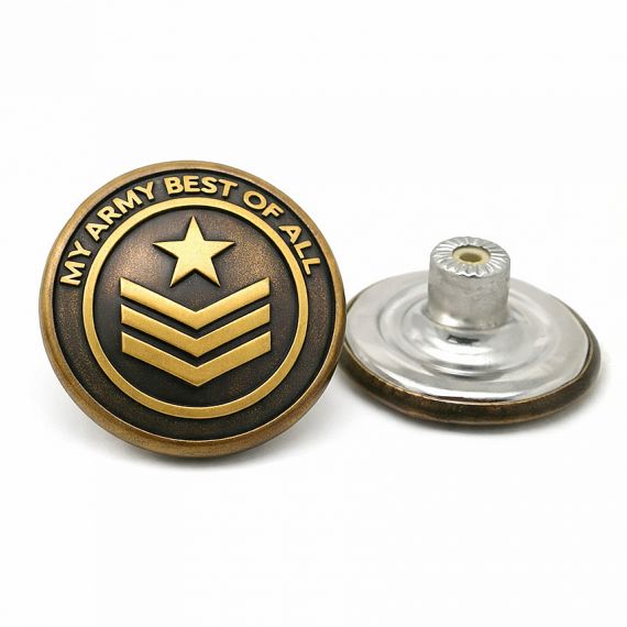 Antique brass rank insignia uniform button