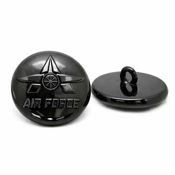 Black plated Air Force brass metal button for coat