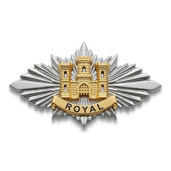 Royal gold castle silver sunburst pin
