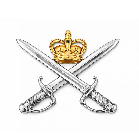 Crossed swords with crown military insignia