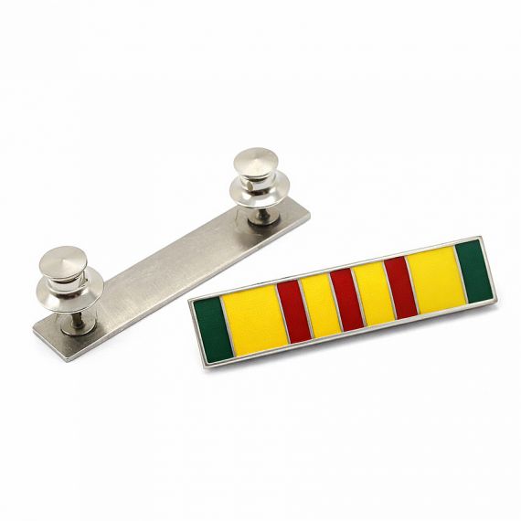 Silver military citation bar with soft enamel