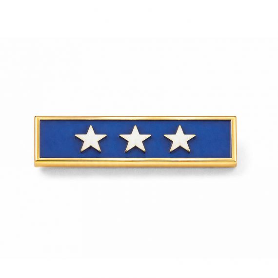 Gold plated three-star rank insignia bar