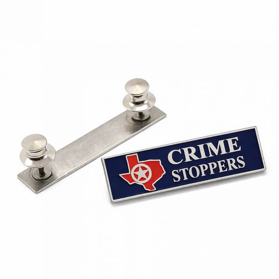 Crime Stoppers enamel name bar with pin