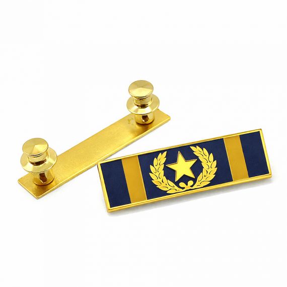 Gold plated star laurel enamel ribbon bar