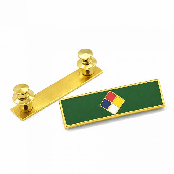 Gold military citation bar with clutch backs