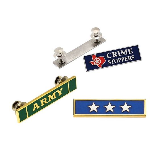 Custom metal name bars and citation bars with enamel finish for military uniforms